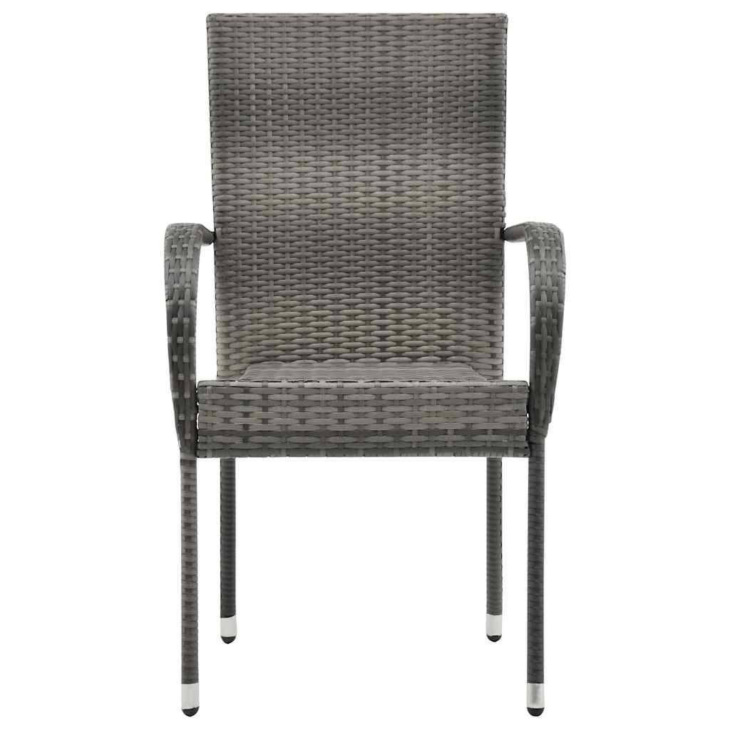 havestole 4 stk. stabelbare polyrattan grå