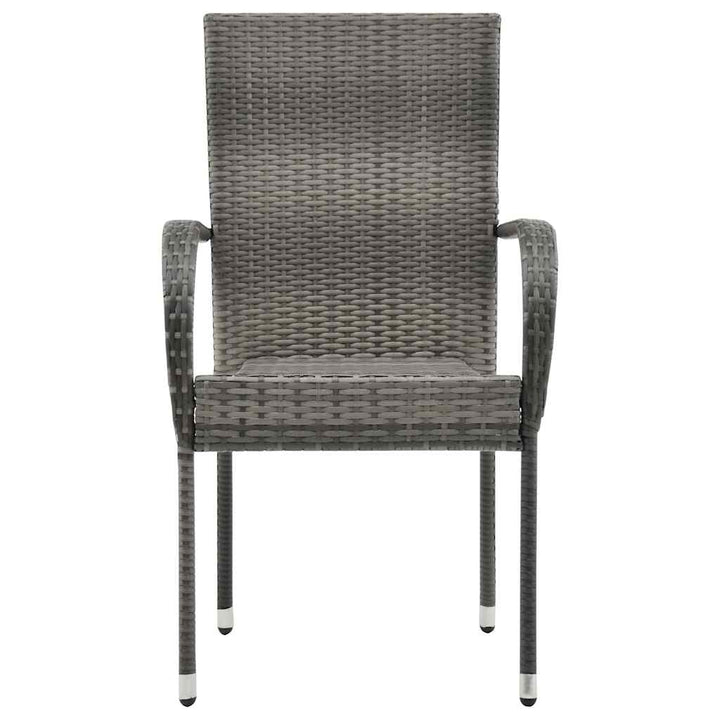 havestole 4 stk. stabelbare polyrattan grå