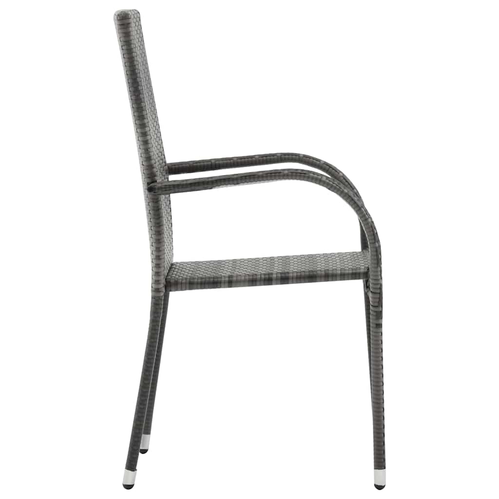 havestole 4 stk. stabelbare polyrattan grå
