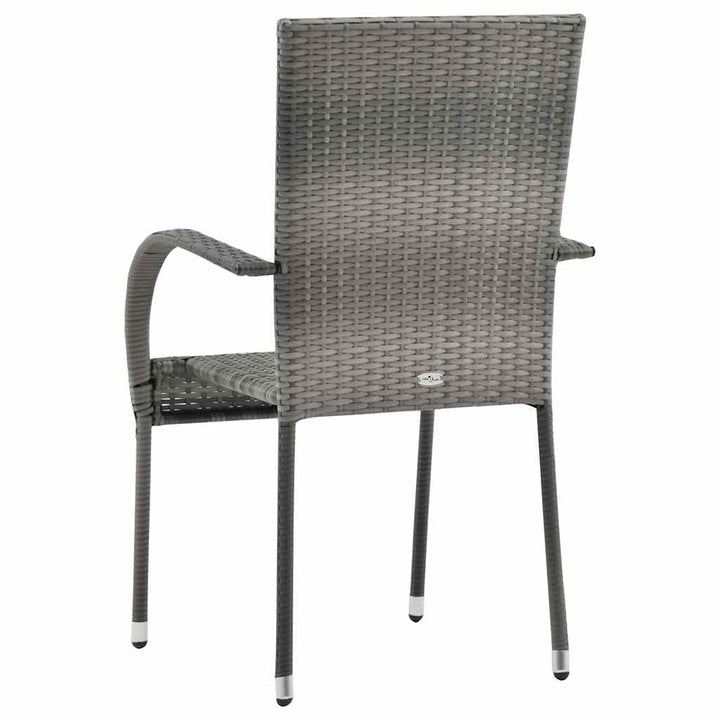 havestole 4 stk. stabelbare polyrattan grå
