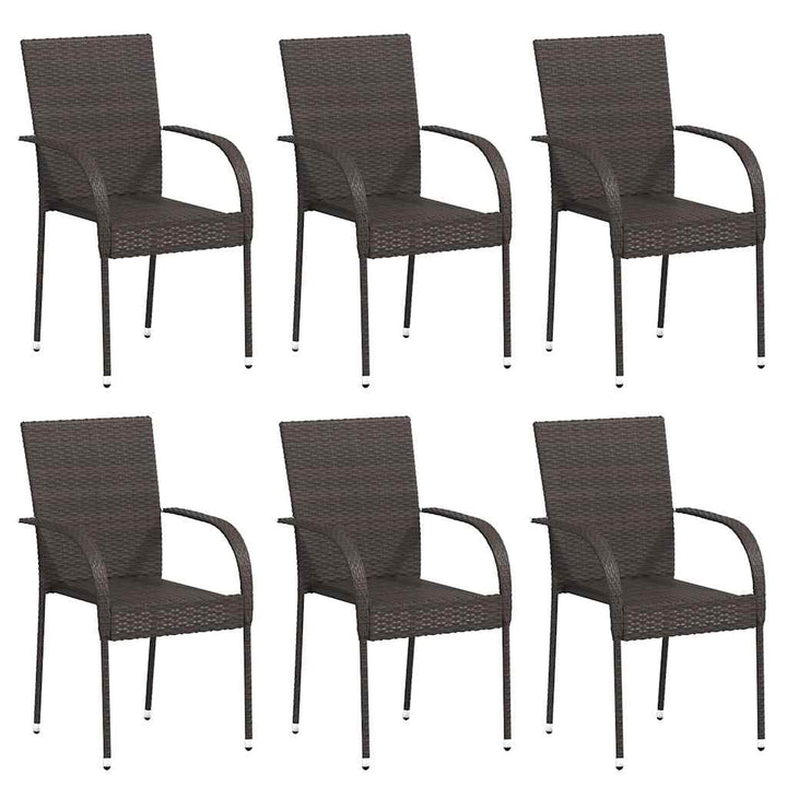 stabelbare havestole 6 stk. polyrattan brun