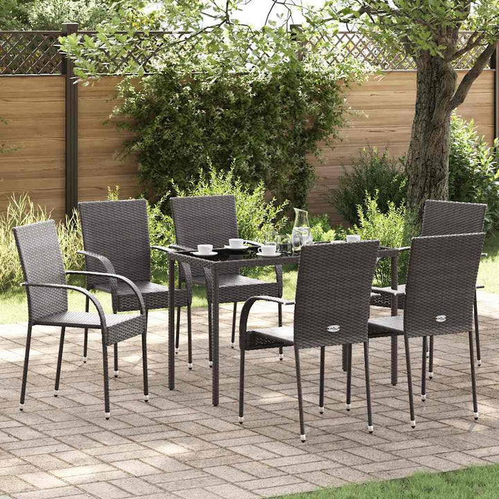 stabelbare havestole 6 stk. polyrattan brun