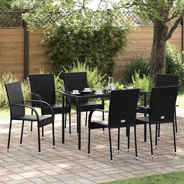 havestole 6 stk. stabelbare polyrattan sort