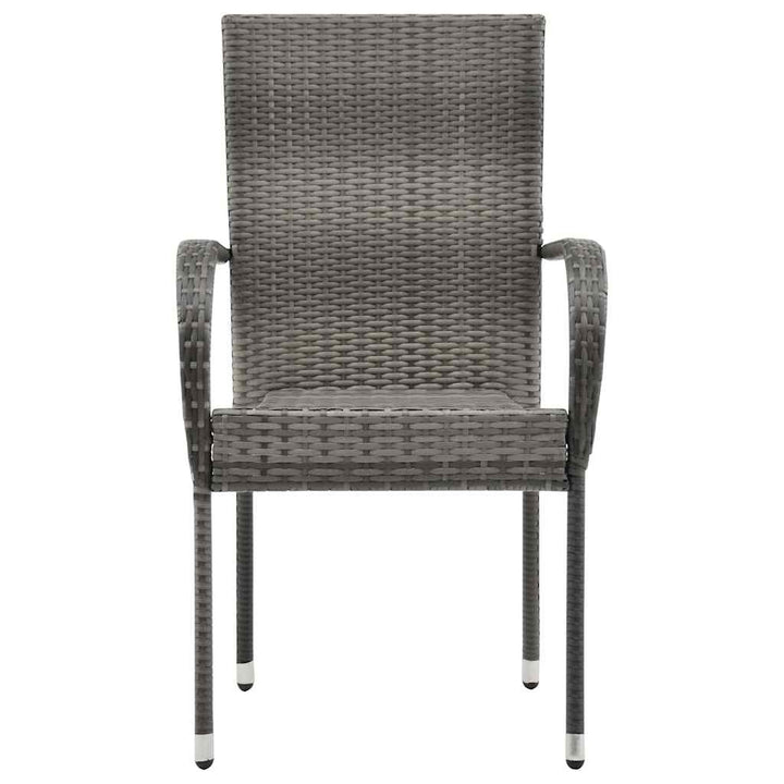havestole 6 stk. stabelbare polyrattan grå