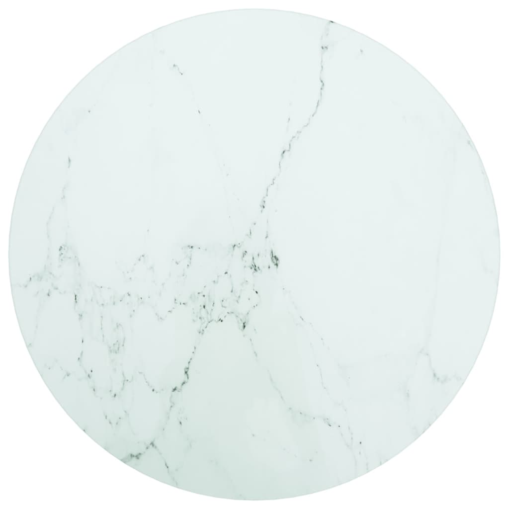 bordplade Ø40x0,8 cm hærdet glas med marmordesign hvid
