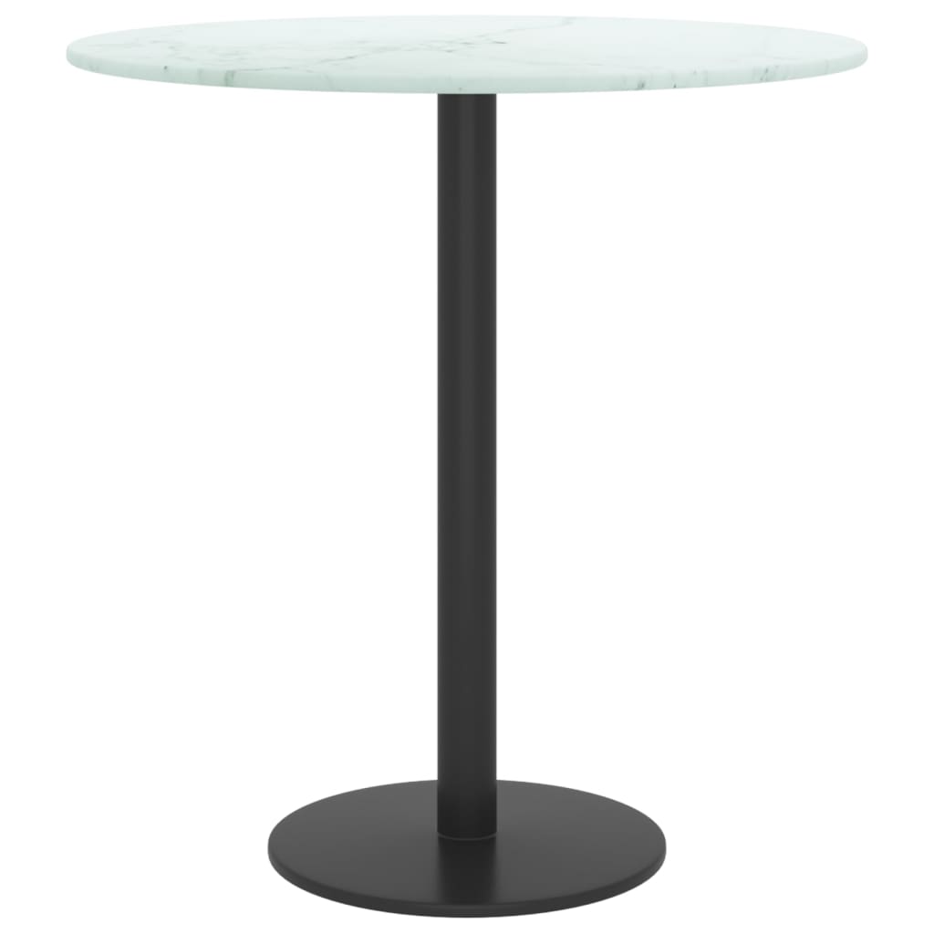 bordplade Ø40x0,8 cm hærdet glas med marmordesign hvid