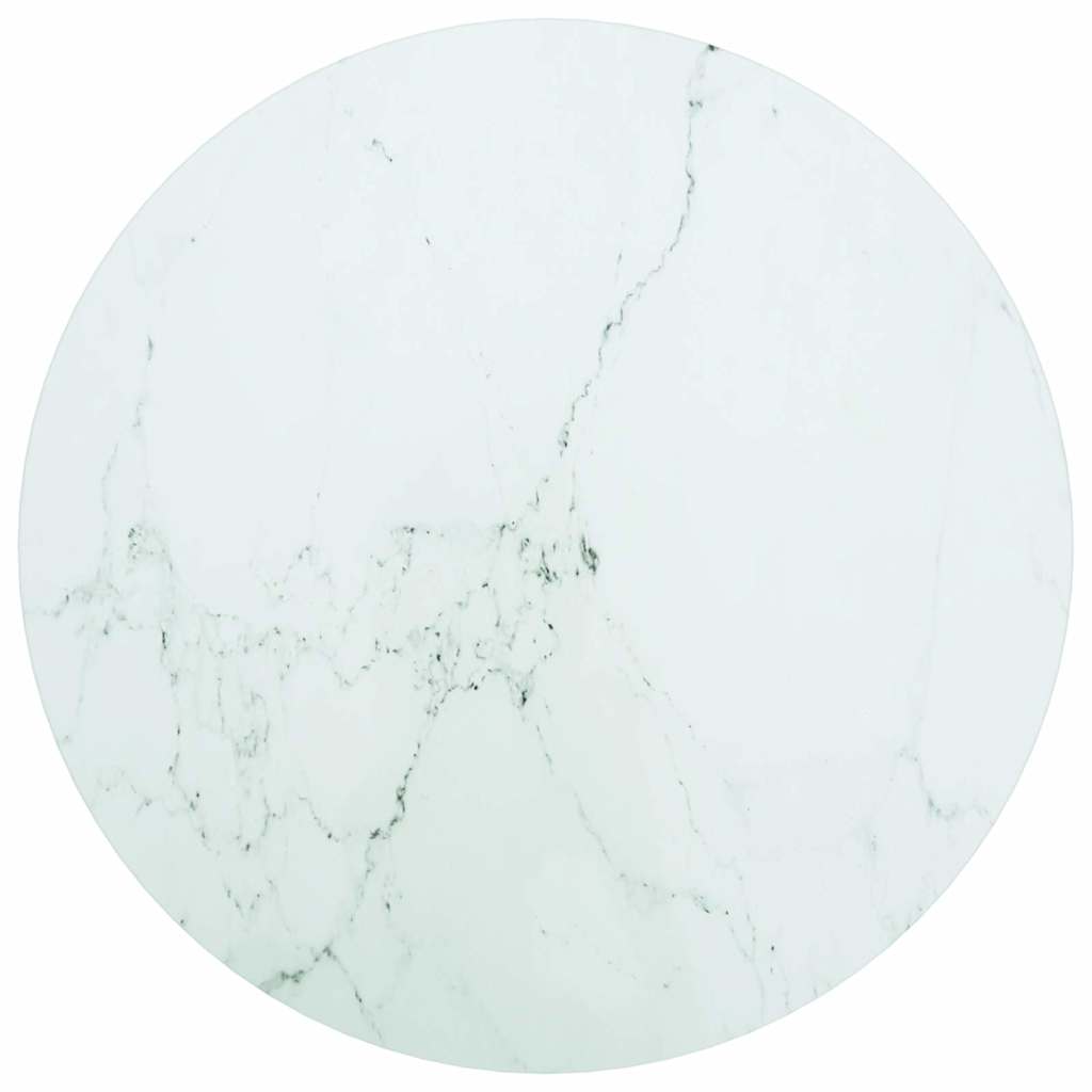 bordplade Ø50x0,8 cm hærdet glas med marmordesign hvid