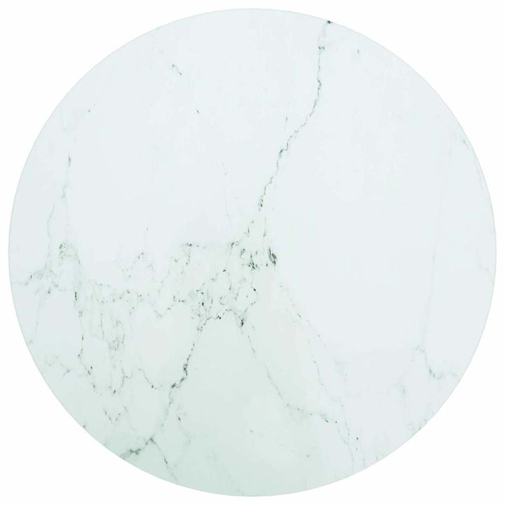 bordplade Ø50x0,8 cm hærdet glas med marmordesign hvid