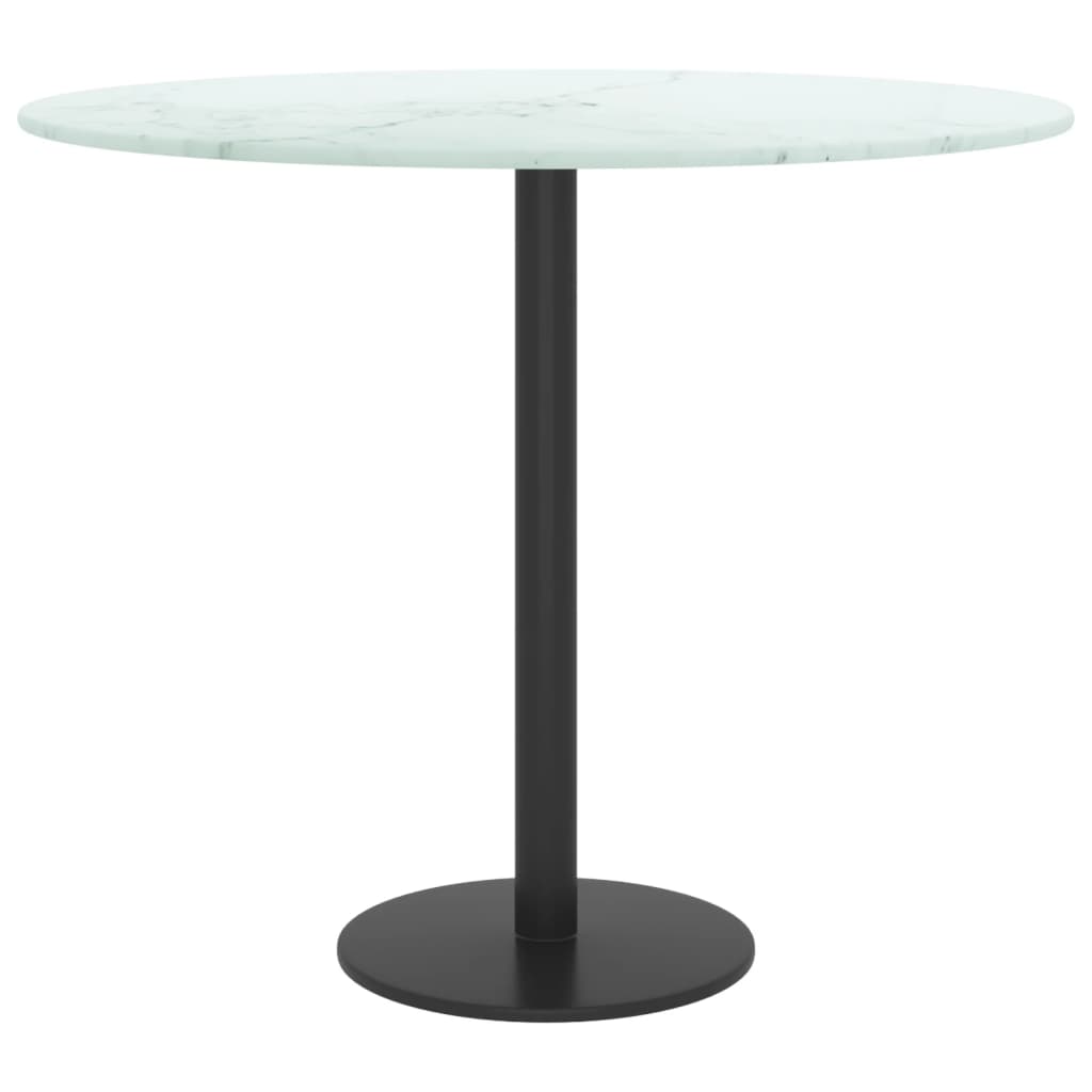 bordplade Ø50x0,8 cm hærdet glas med marmordesign hvid