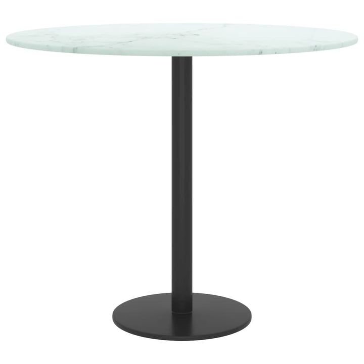 bordplade Ø50x0,8 cm hærdet glas med marmordesign hvid