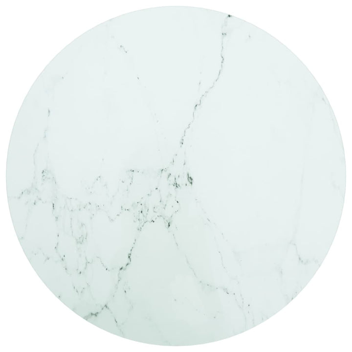 bordplade Ø60x0,8 cm hærdet glas med marmordesign hvid