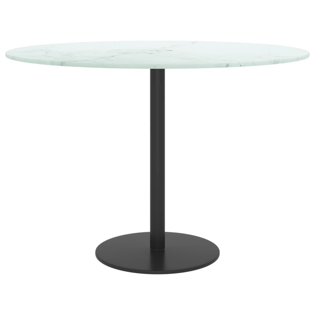 bordplade Ø60x0,8 cm hærdet glas med marmordesign hvid