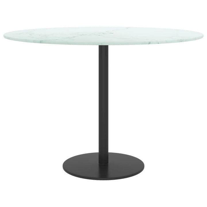 bordplade Ø60x0,8 cm hærdet glas med marmordesign hvid
