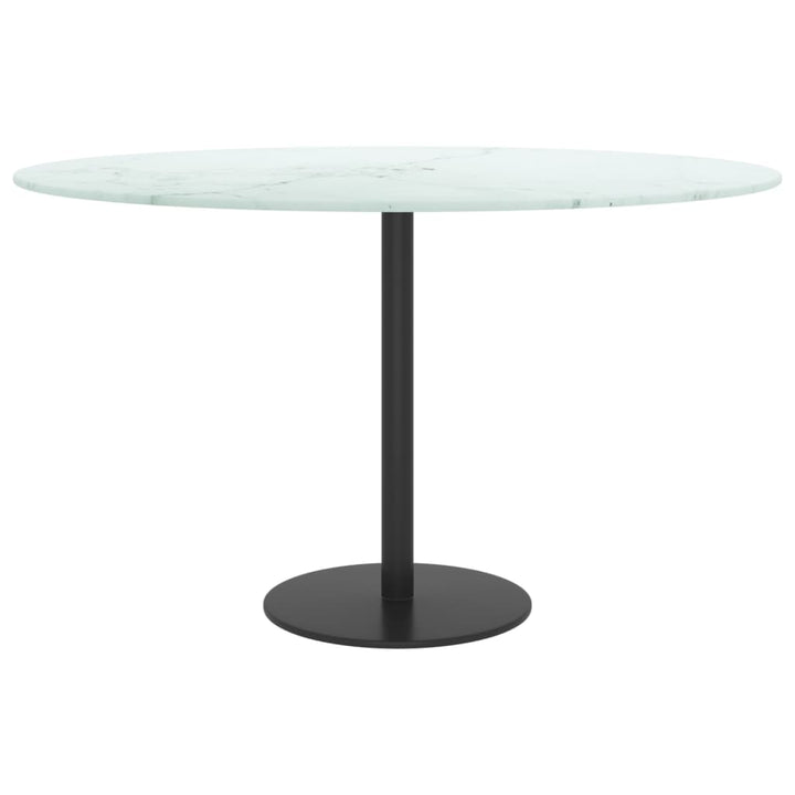 bordplade Ø70x0,8 cm hærdet glas med marmordesign hvid