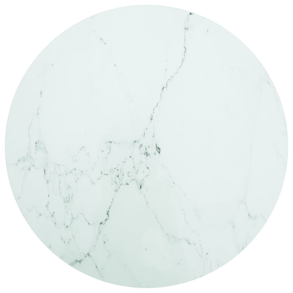 bordplade Ø80x1 cm hærdet glas med marmordesign hvid