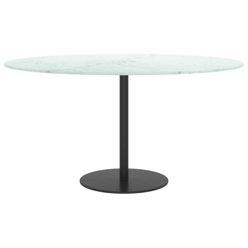 bordplade Ø80x1 cm hærdet glas med marmordesign hvid