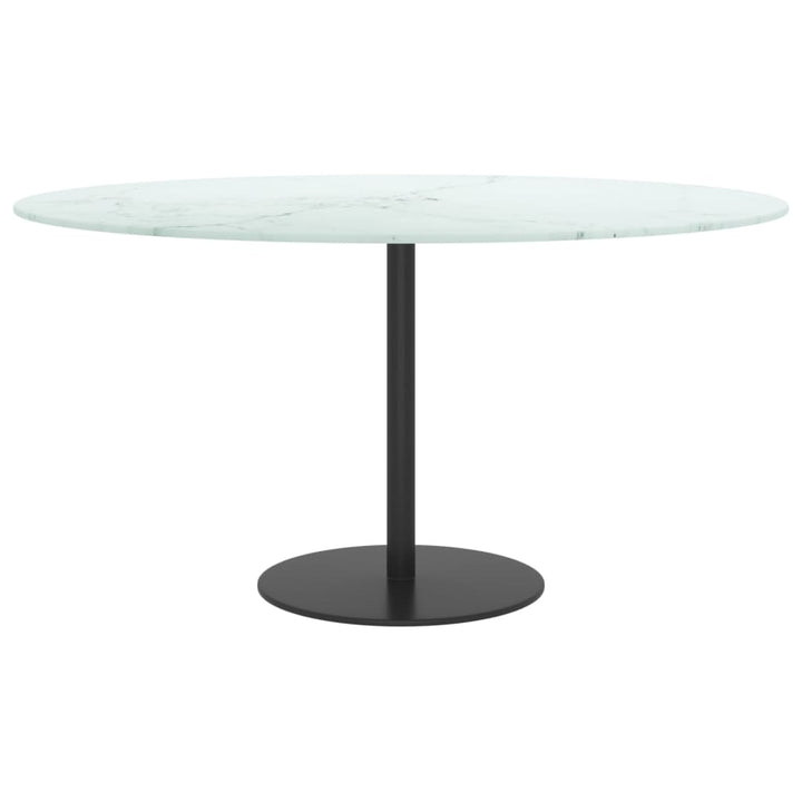 bordplade Ø80x1 cm hærdet glas med marmordesign hvid