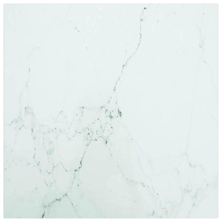bordplade 40x40 cm 6 mm hærdet glas med marmordesign hvid