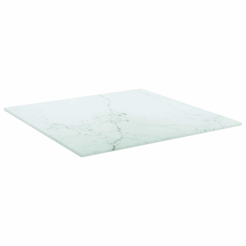bordplade 40x40 cm 6 mm hærdet glas med marmordesign hvid