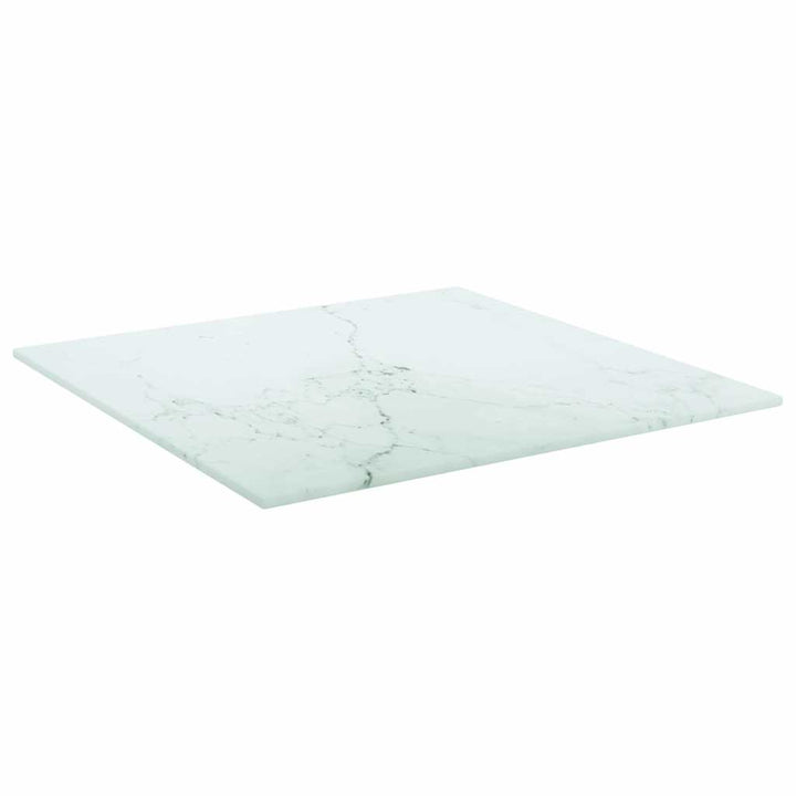 bordplade 40x40 cm 6 mm hærdet glas med marmordesign hvid