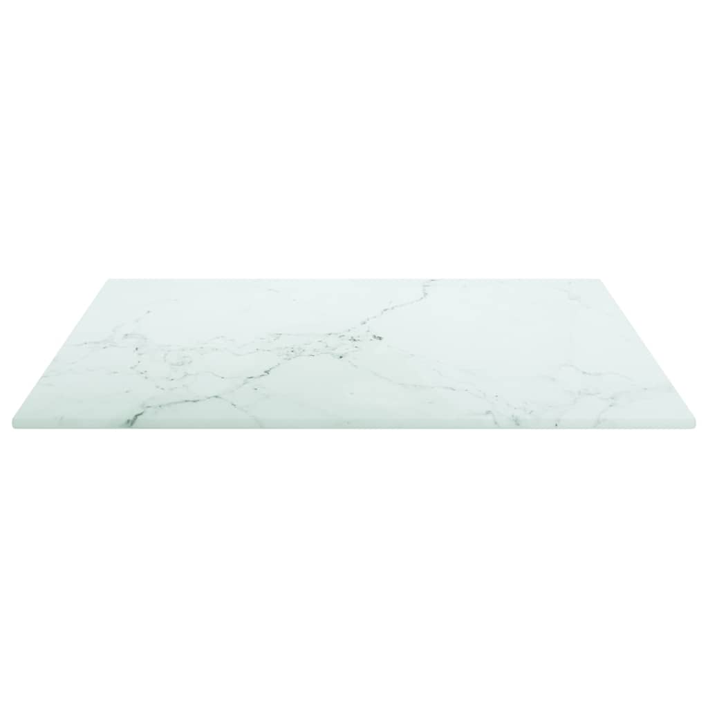 bordplade 40x40 cm 6 mm hærdet glas med marmordesign hvid