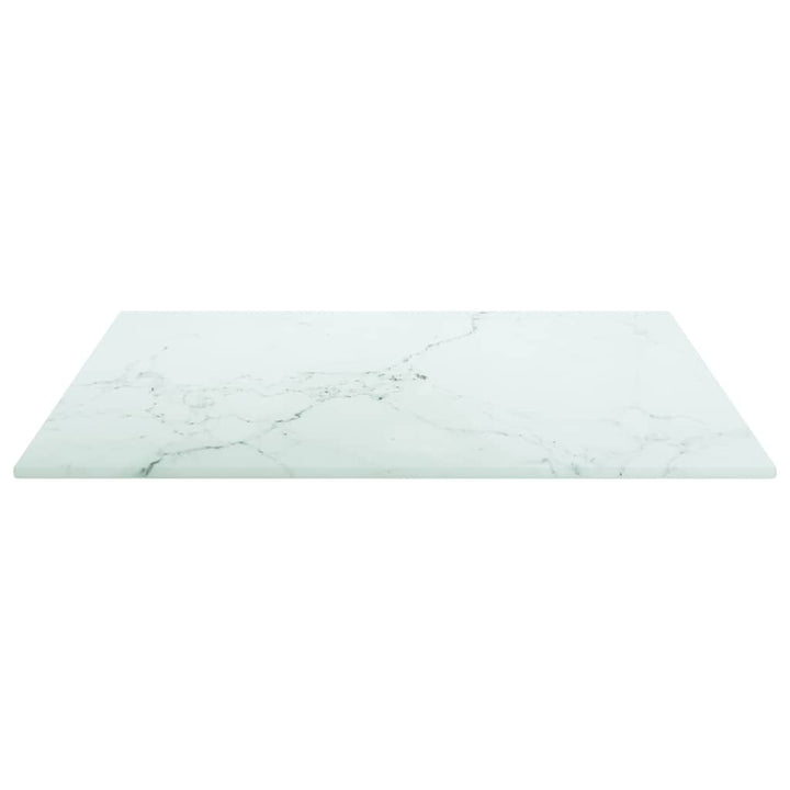 bordplade 40x40 cm 6 mm hærdet glas med marmordesign hvid