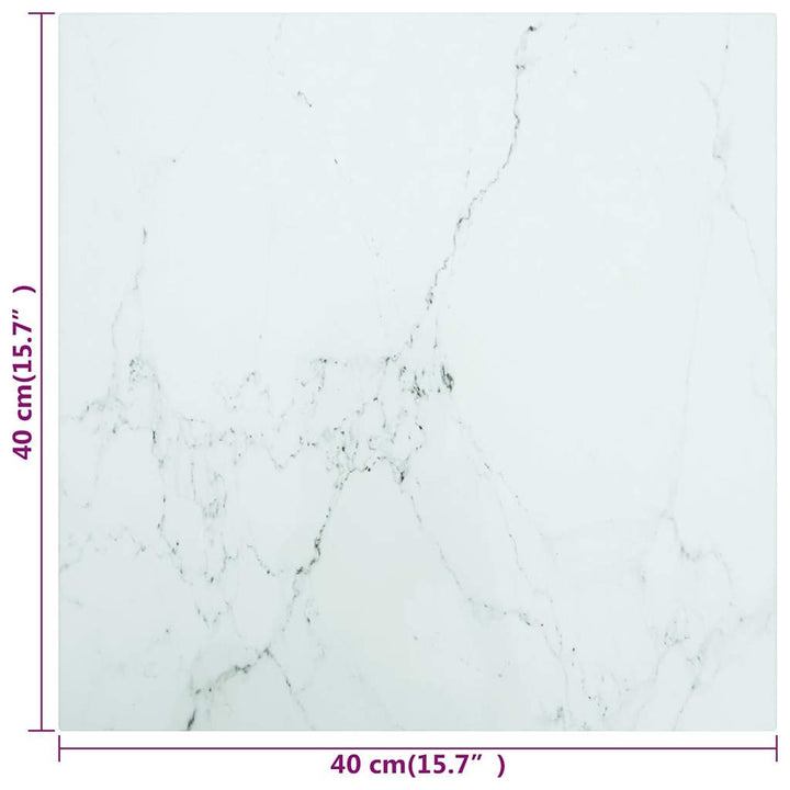 bordplade 40x40 cm 6 mm hærdet glas med marmordesign hvid