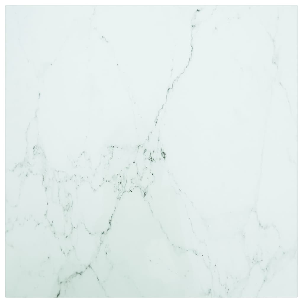 bordplade 60x60 cm 6 mm hærdet glas med marmordesign hvid