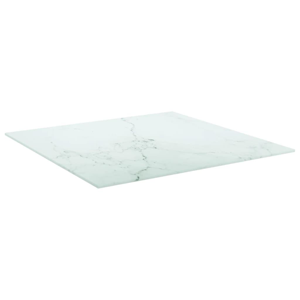 bordplade 60x60 cm 6 mm hærdet glas med marmordesign hvid