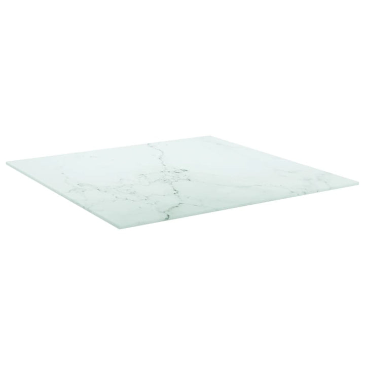 bordplade 60x60 cm 6 mm hærdet glas med marmordesign hvid