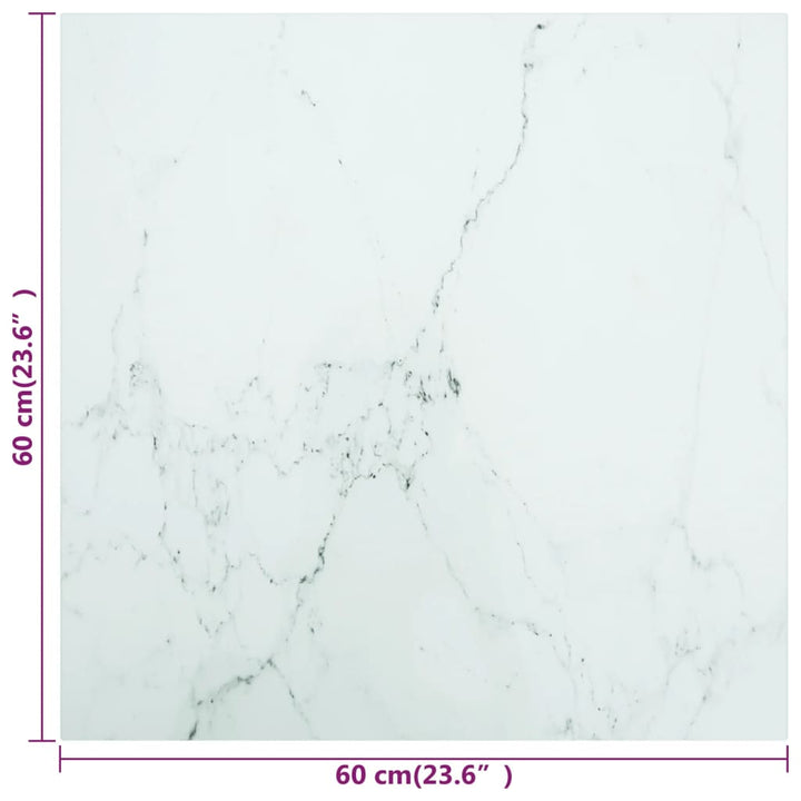 bordplade 60x60 cm 6 mm hærdet glas med marmordesign hvid