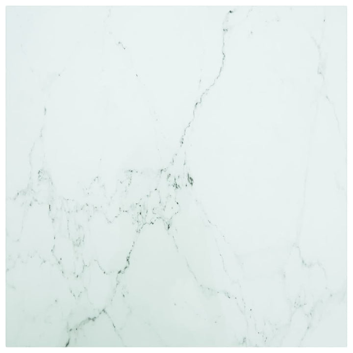 bordplade 70x70 cm 6 mm hærdet glas med marmordesign hvid