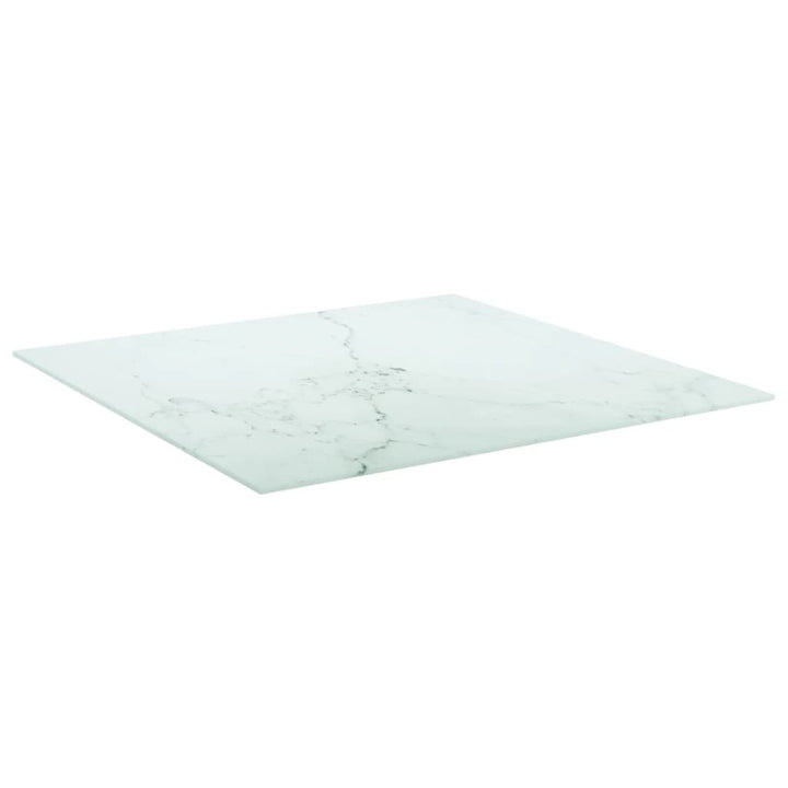 bordplade 70x70 cm 6 mm hærdet glas med marmordesign hvid