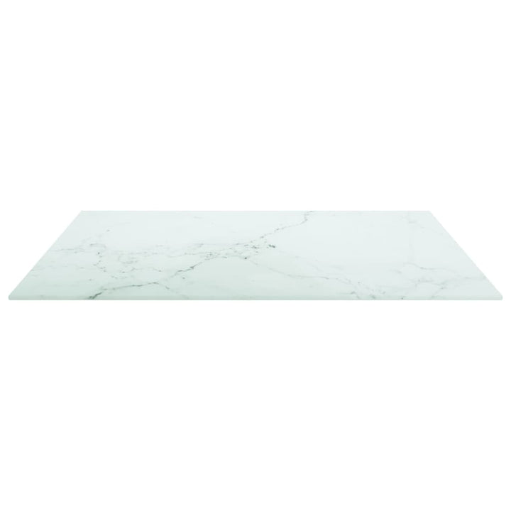 bordplade 70x70 cm 6 mm hærdet glas med marmordesign hvid