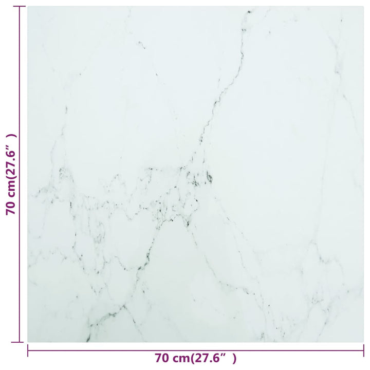bordplade 70x70 cm 6 mm hærdet glas med marmordesign hvid