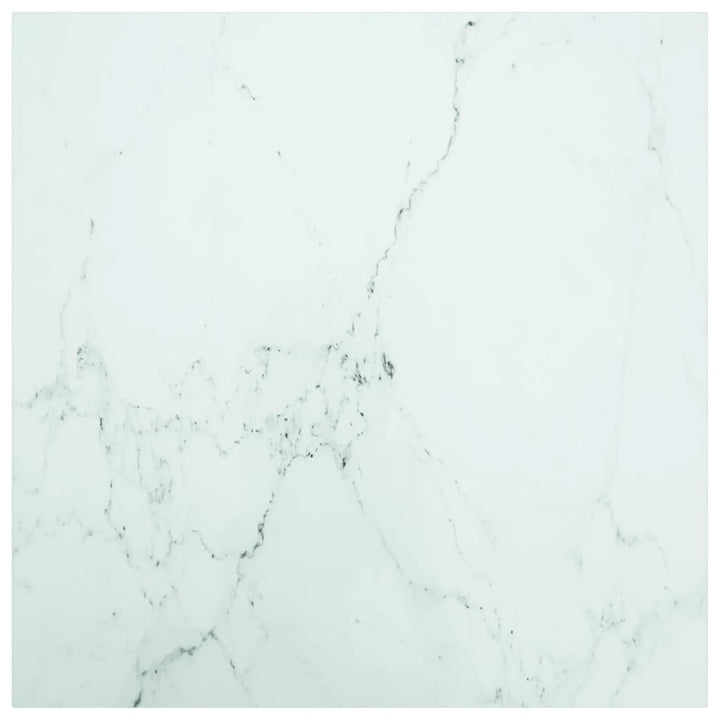 bordplade 80x80 cm 6 mm hærdet glas med marmordesign hvid