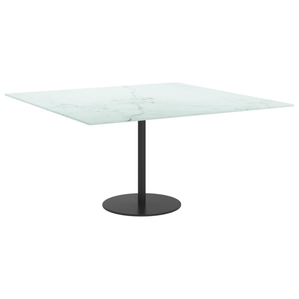 bordplade 80x80 cm 6 mm hærdet glas med marmordesign hvid