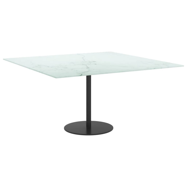 bordplade 80x80 cm 6 mm hærdet glas med marmordesign hvid