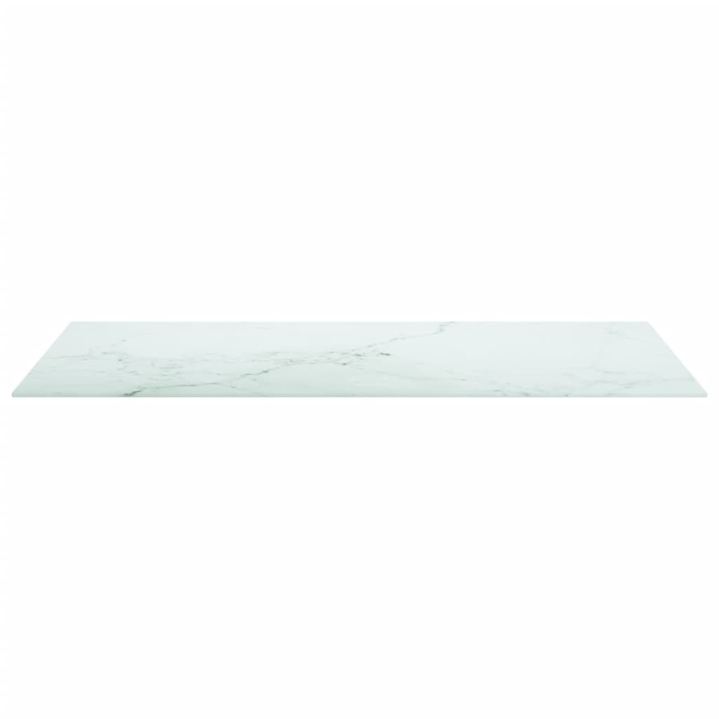 bordplade 100x50 cm 6 mm hærdet glas med marmordesign hvid