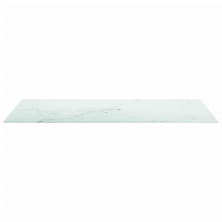 bordplade 100x50 cm 6 mm hærdet glas med marmordesign hvid