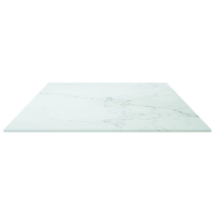 bordplade 100x50 cm 6 mm hærdet glas med marmordesign hvid
