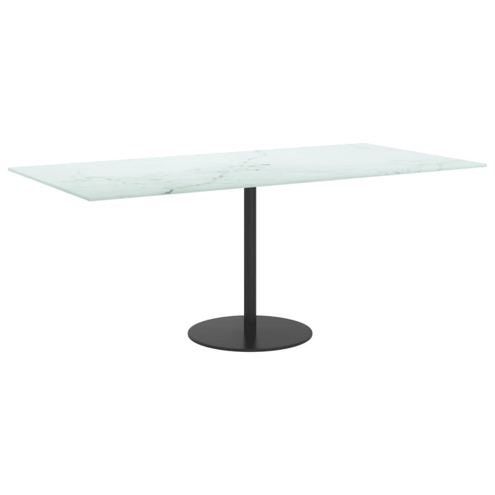 bordplade 100x50 cm 6 mm hærdet glas med marmordesign hvid