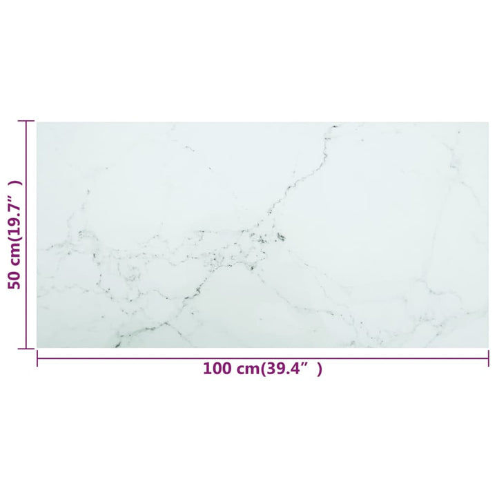 bordplade 100x50 cm 6 mm hærdet glas med marmordesign hvid