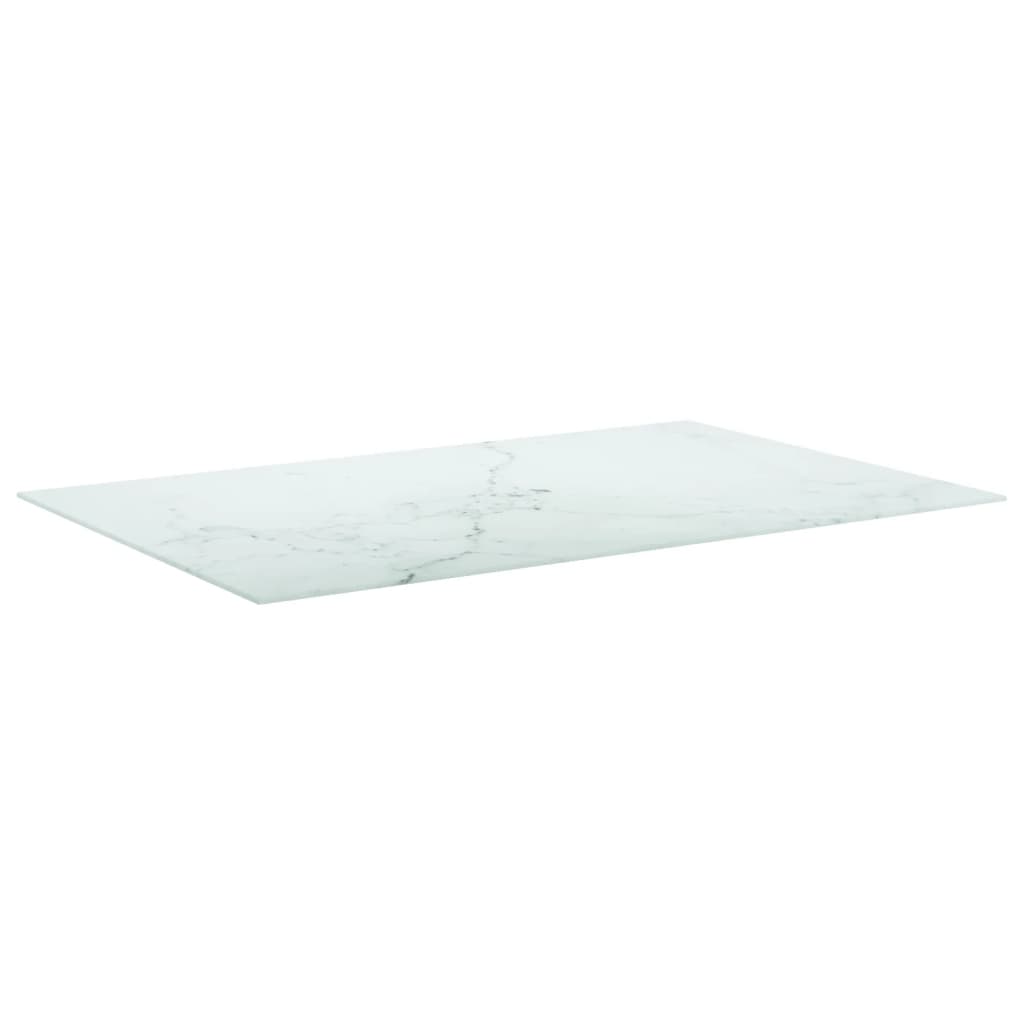 bordplade 100x62 cm 8 mm hærdet glas med marmordesign hvid