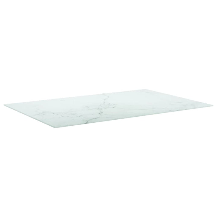 bordplade 100x62 cm 8 mm hærdet glas med marmordesign hvid