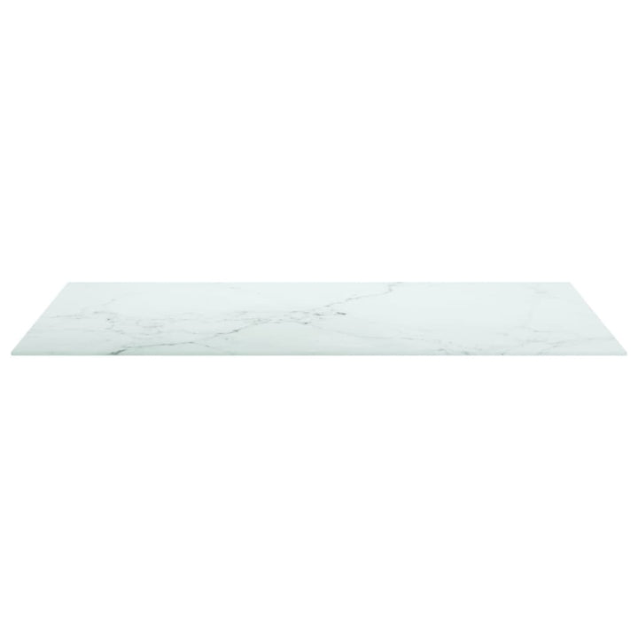 bordplade 100x62 cm 8 mm hærdet glas med marmordesign hvid