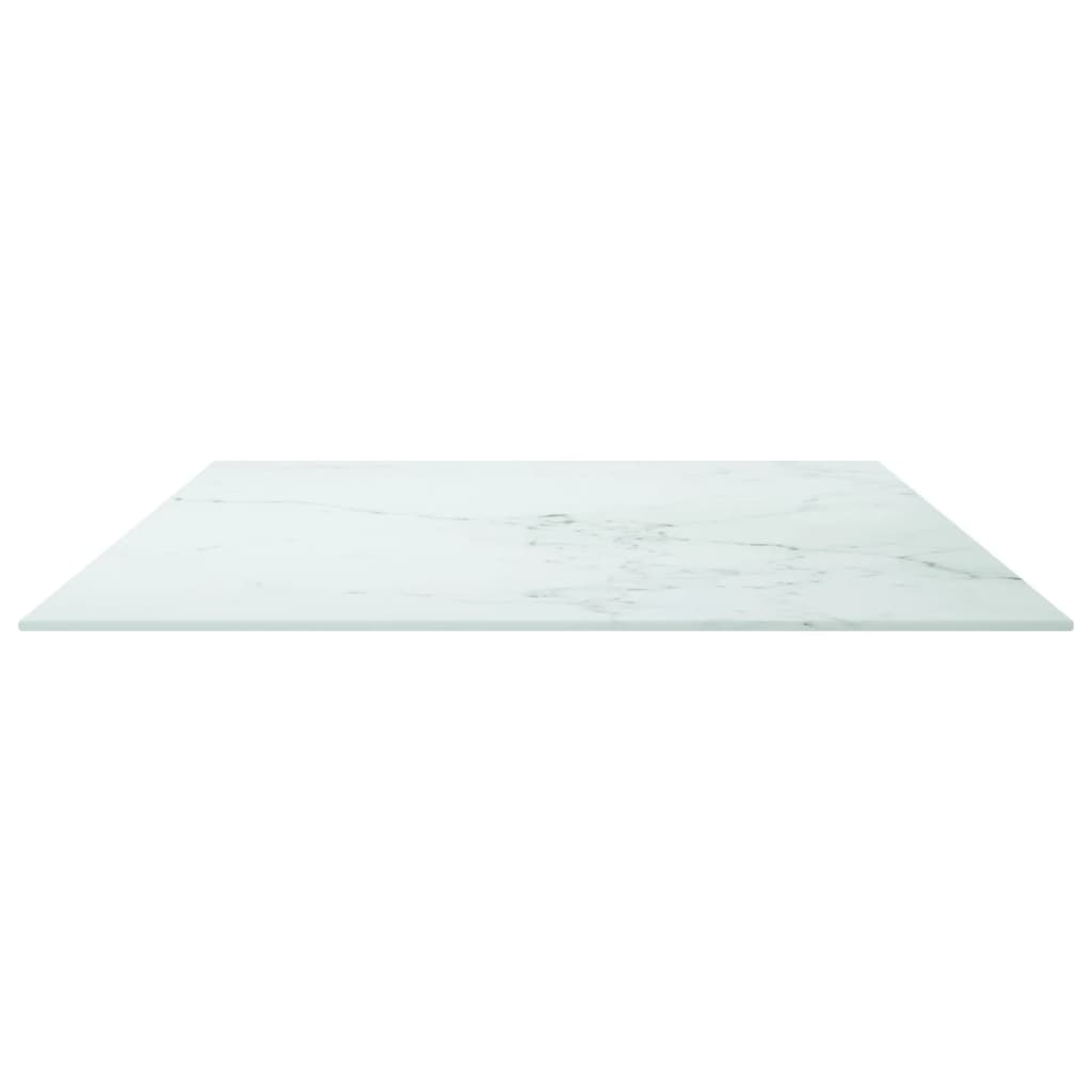 bordplade 100x62 cm 8 mm hærdet glas med marmordesign hvid
