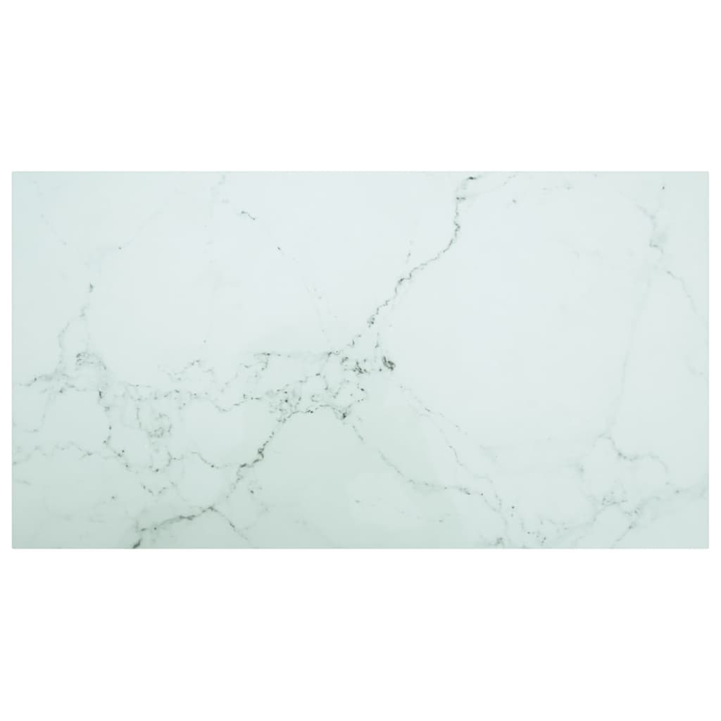 bordplade 120x65 cm 8 mm hærdet glas med marmordesign hvid
