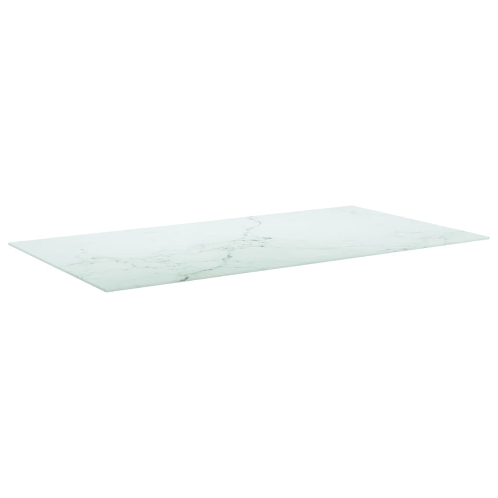 bordplade 120x65 cm 8 mm hærdet glas med marmordesign hvid