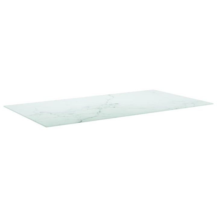 bordplade 120x65 cm 8 mm hærdet glas med marmordesign hvid